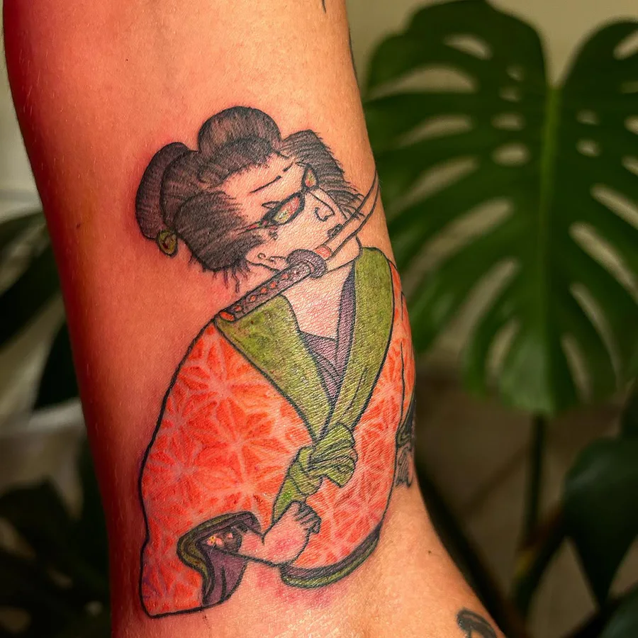Color samurai tattoo by Tina Lu
