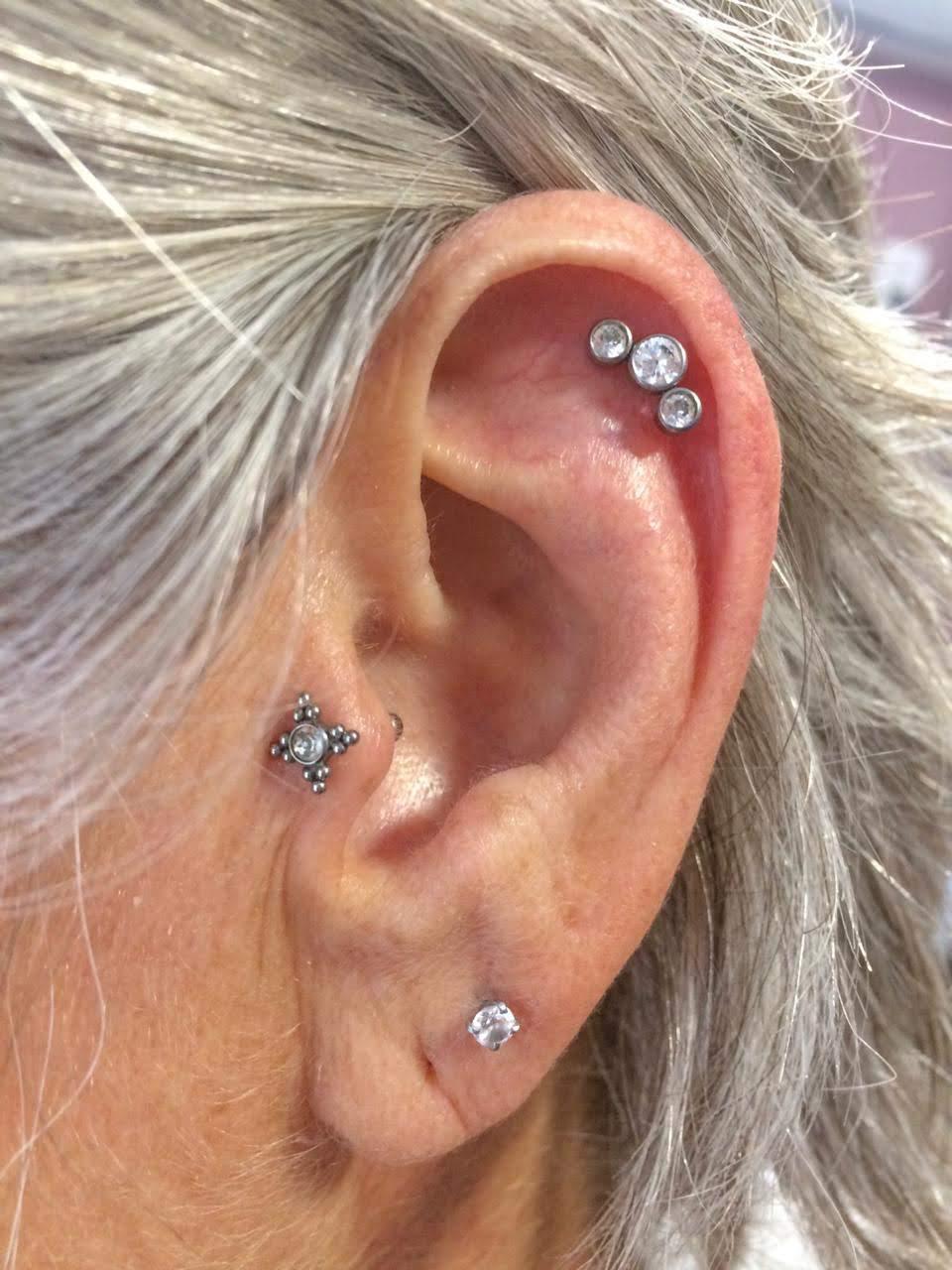 Recent ear piercing on a real client at Nara Tattoo Parlour in Lisbon