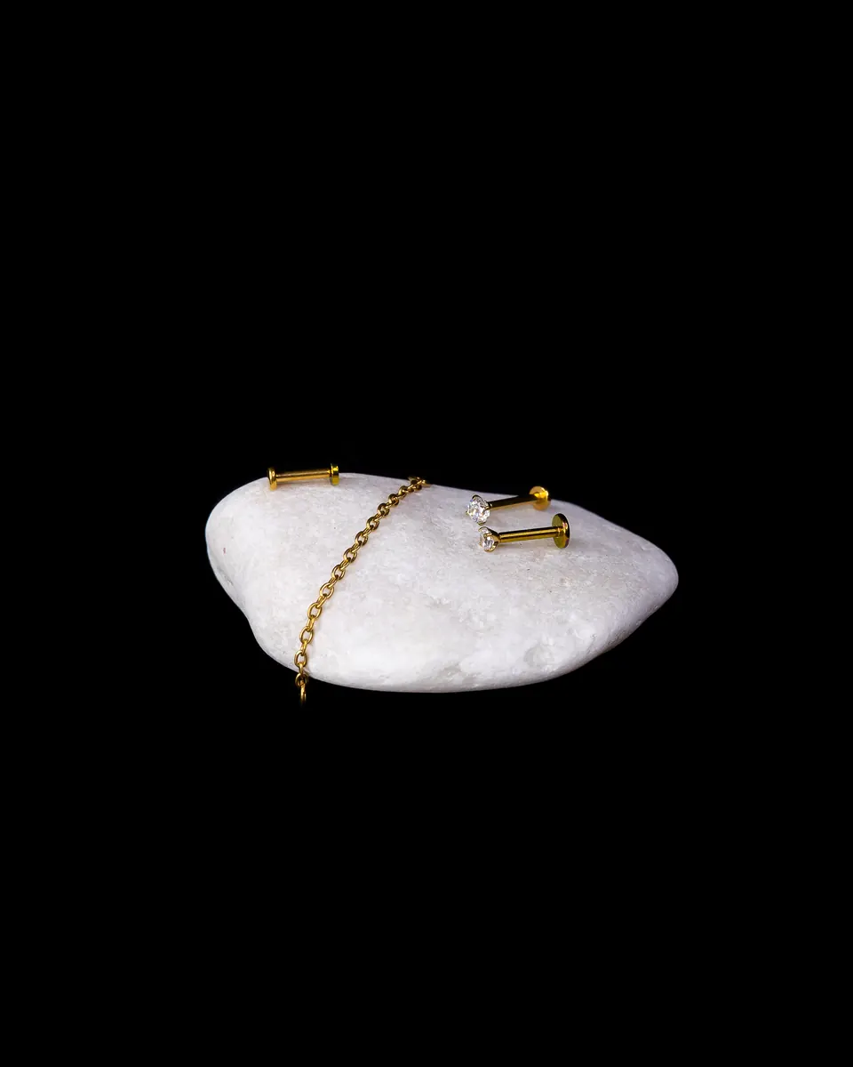 Minimal piercing jewelry set in Lisbon