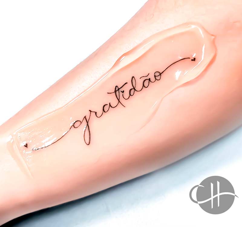 Recent fine line lettering tattoo by Choco in Lisbon