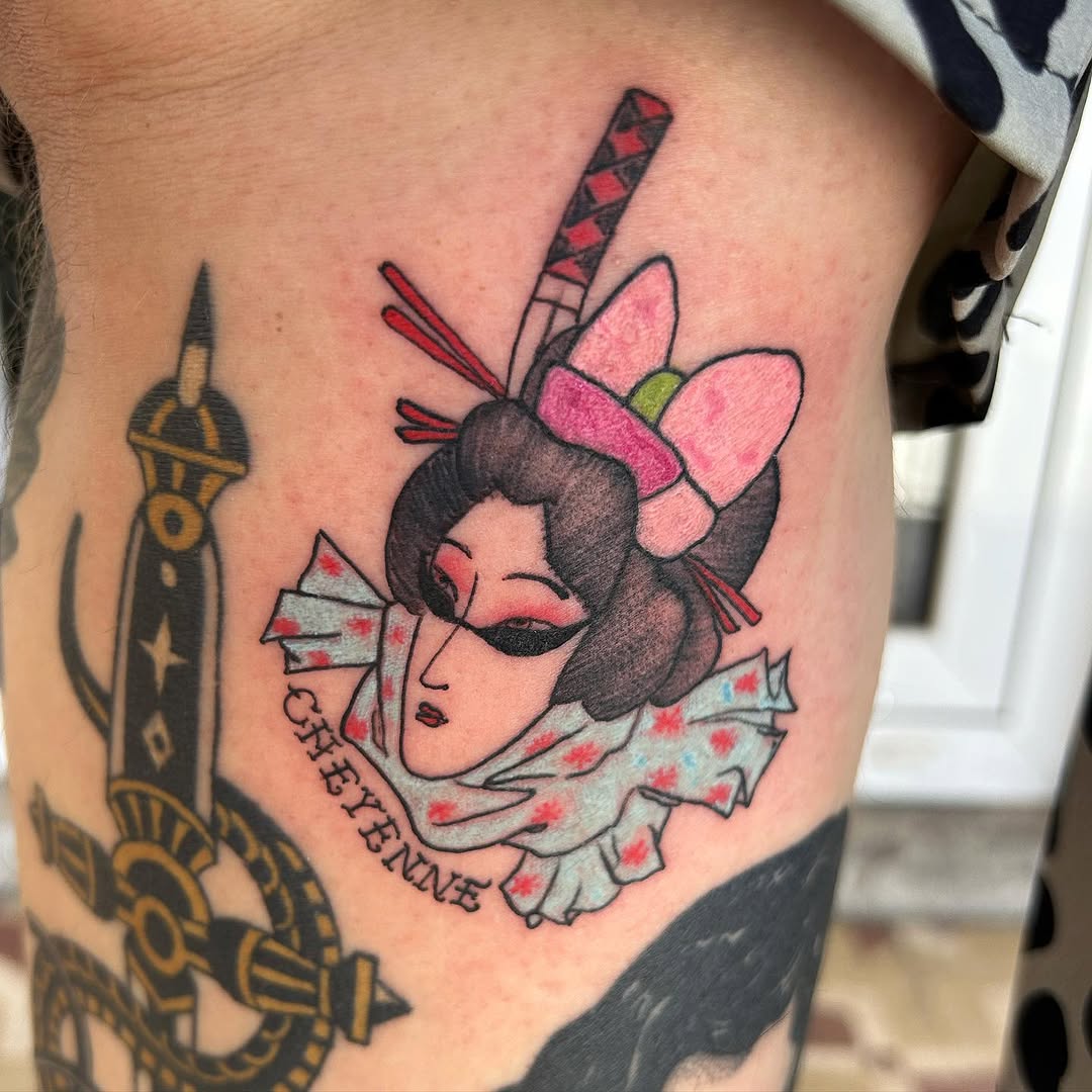 Recent neo oriental geisha tattoo at Nara Tattoo Parlour