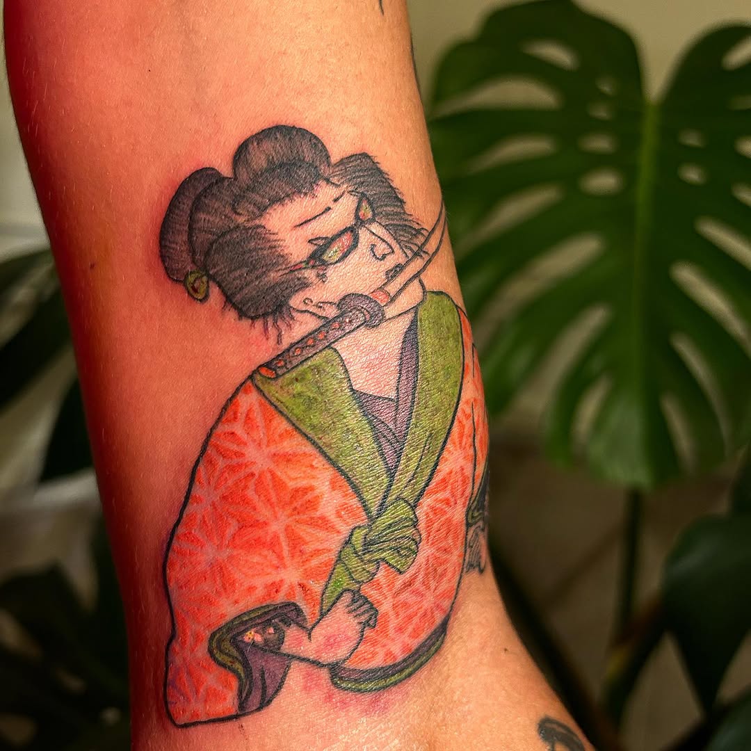 Neo oriental samurai tattoo by Tina Lu in Lisbon